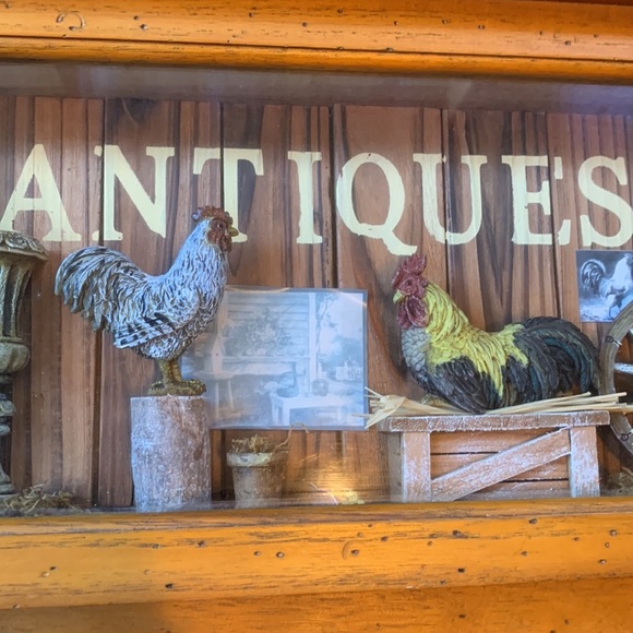 Late 90s Retro Chicken Farmhouse Theme Wooden Shadow Box With 3 Hooks Wall Art - Picture 12 of 17